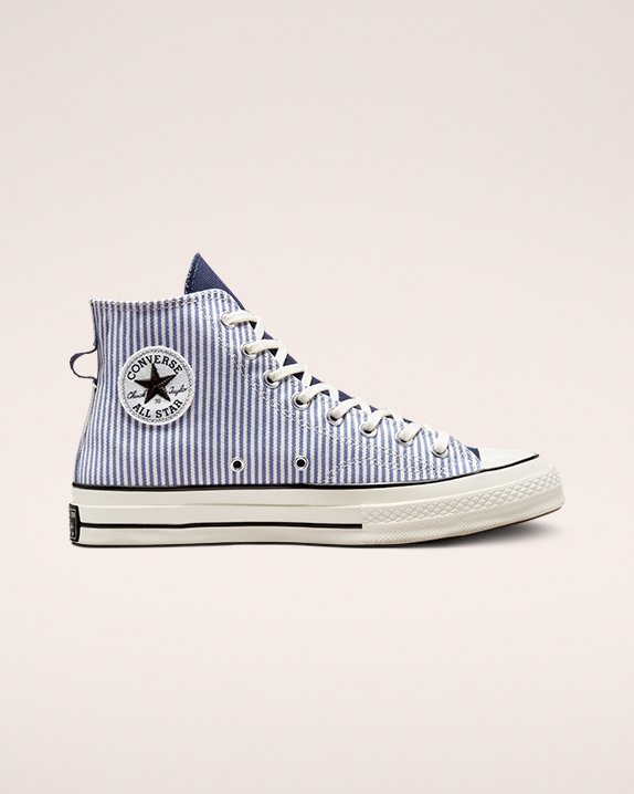 Light Blue Converse Chuck 70 Lo-Fi Hickory Stripe High Top | A27074Q